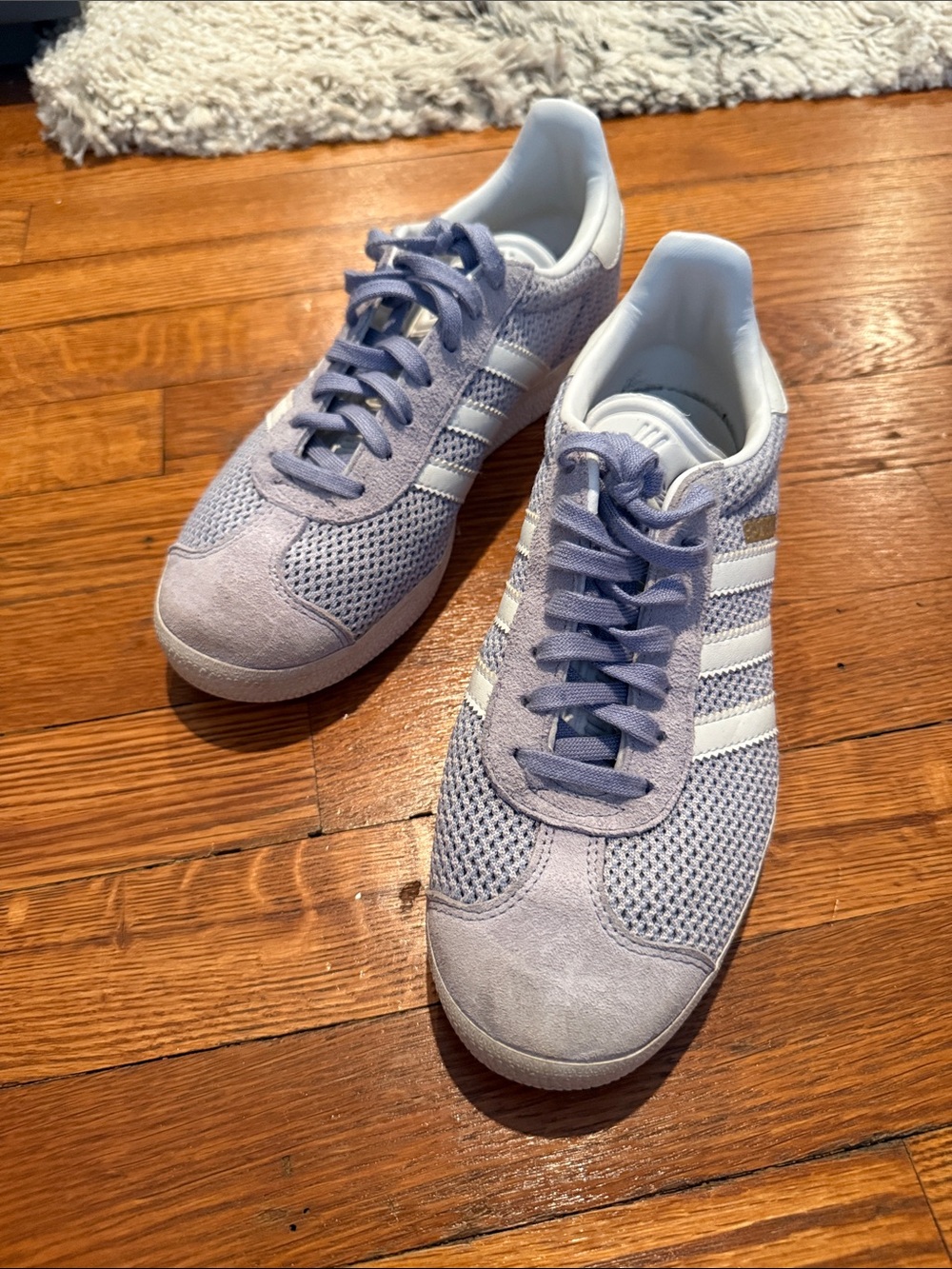 adidas Lavender Knit & Suede Sneakers with White Stripes